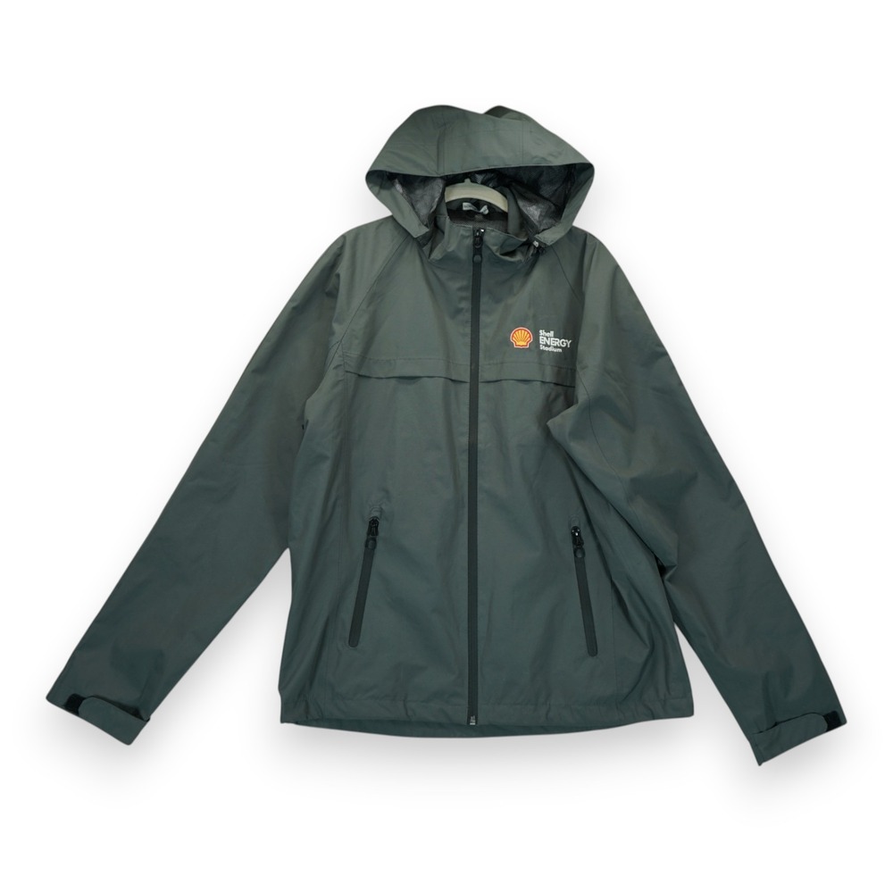 Outdoors Rain Men's Jacket Grey Full Zip Size Medium Shell Energy Stadium Logo